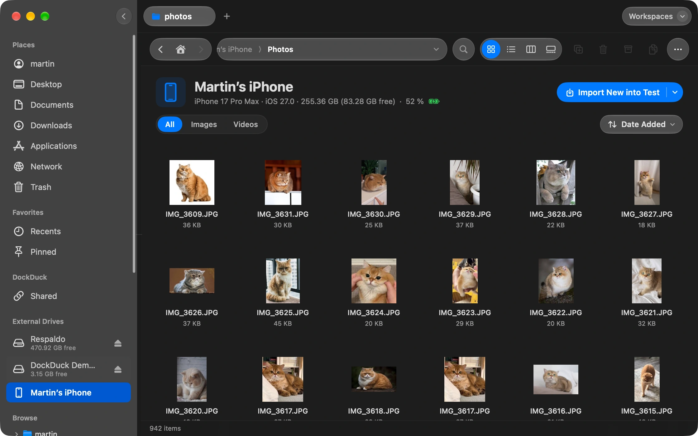 Your iPhone, in the sidebar.
