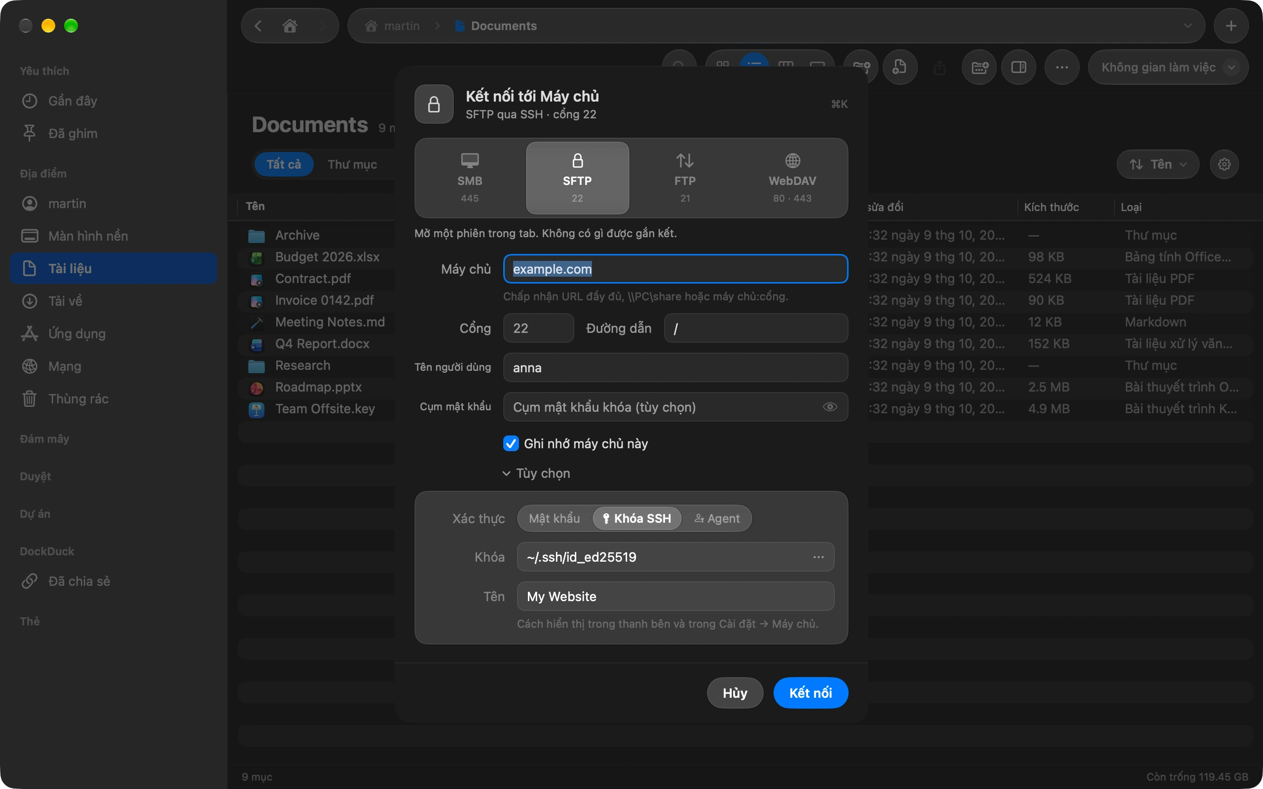 How to connect to an SFTP server with an SSH key on your Mac