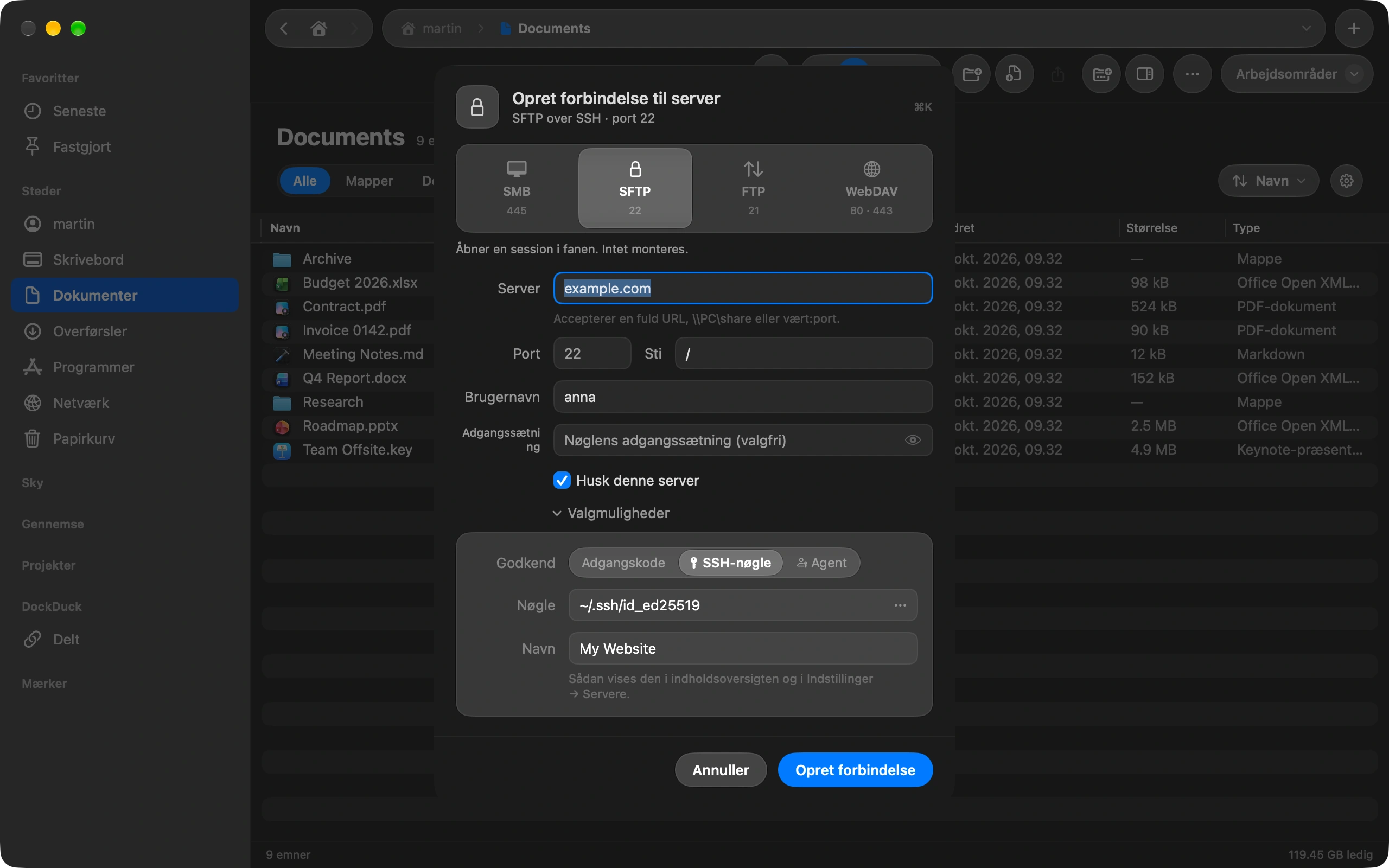 How to connect to an SFTP server with an SSH key on your Mac
