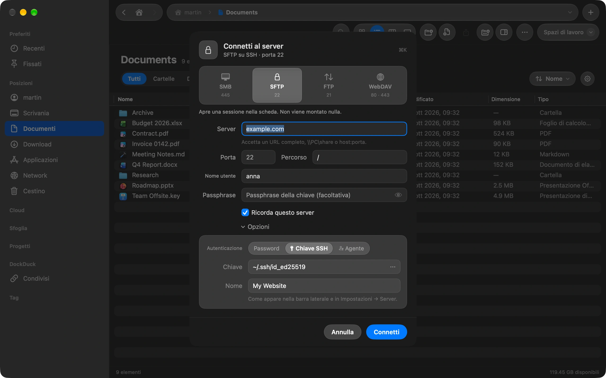 How to connect to an SFTP server with an SSH key on your Mac