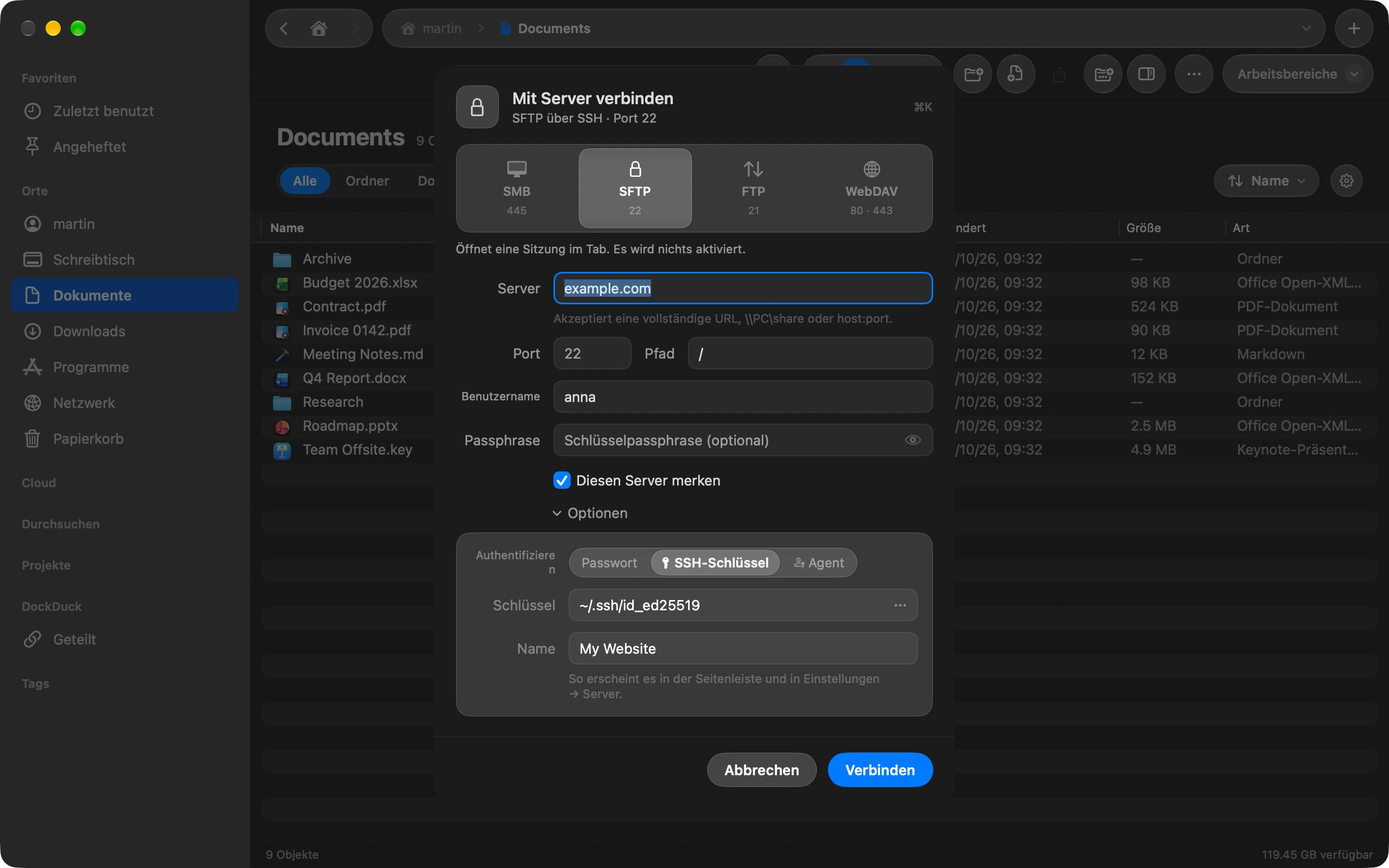 How to connect to an SFTP server with an SSH key on your Mac