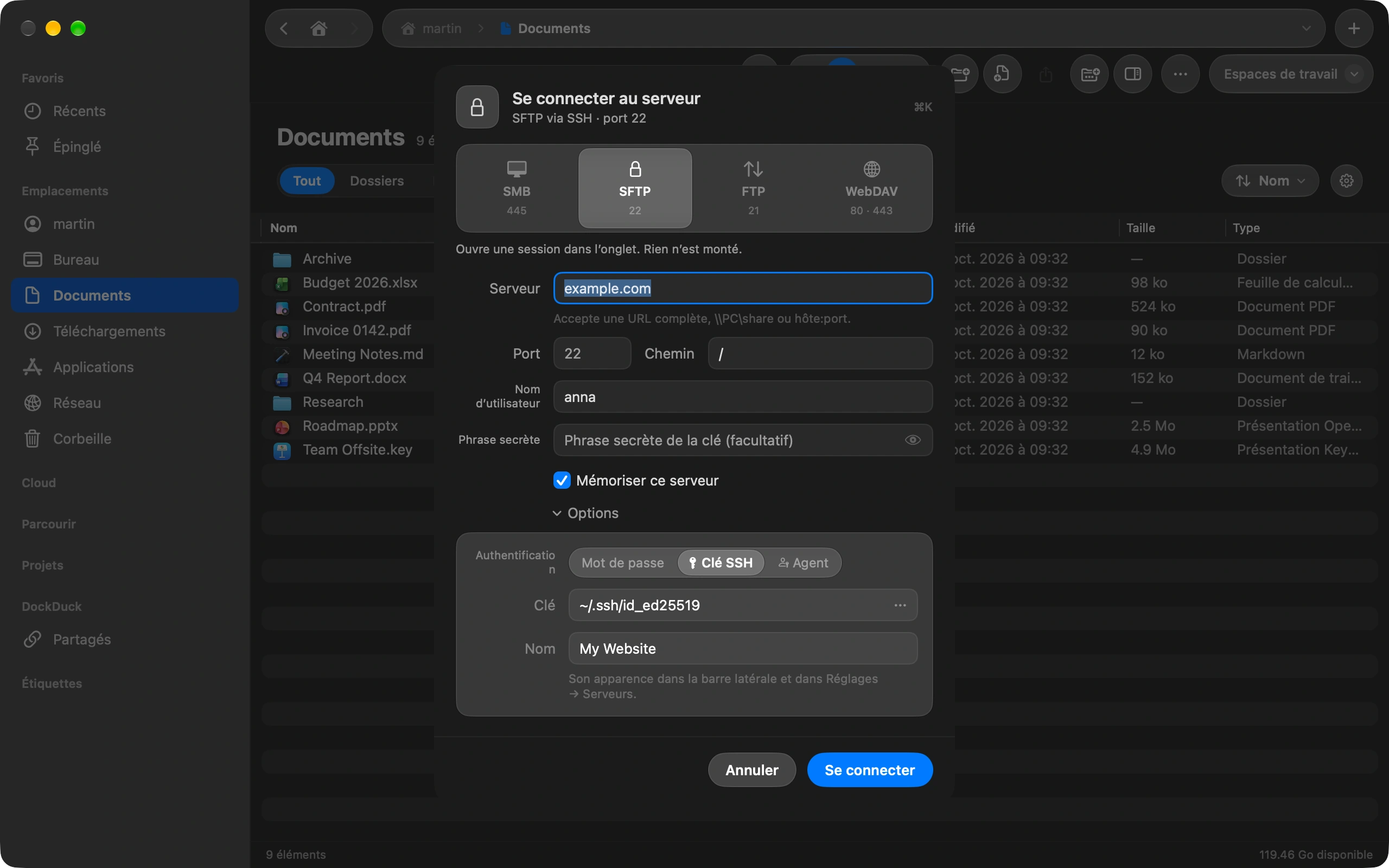 How to connect to an SFTP server with an SSH key on your Mac