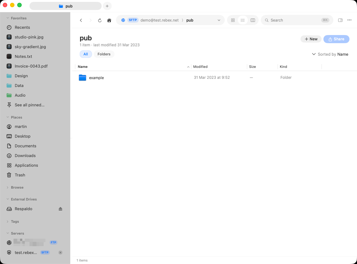 The Connect sheet, pre-filled from the address bar